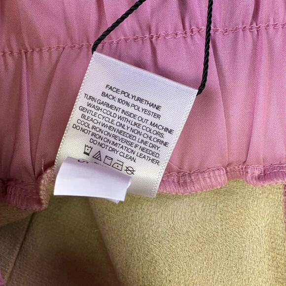 Express Faux Leather High Rise Wide Leg Seamed Barrel Ankle Pants Pink Size XL - Picture 7 of 12